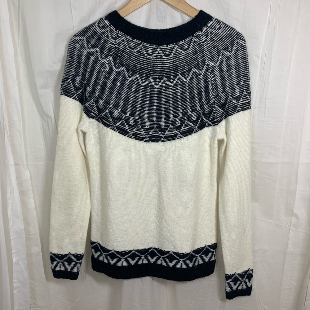 Talbots Wool Blend Fair Isle‎ Sweater Size XS 
Black Ivory Cream Brand New